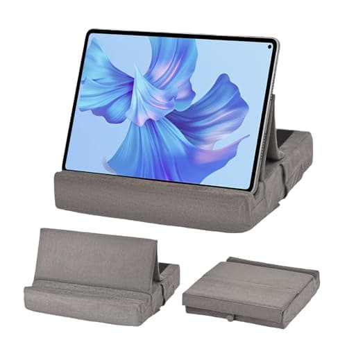 Image of Eidoct Tablet Pillow Holder Computer Stand, Foldable Cushion Pillow Holder with Pockets & Pen Holder for Knees, Beds, E-Readers and Desks - Gray