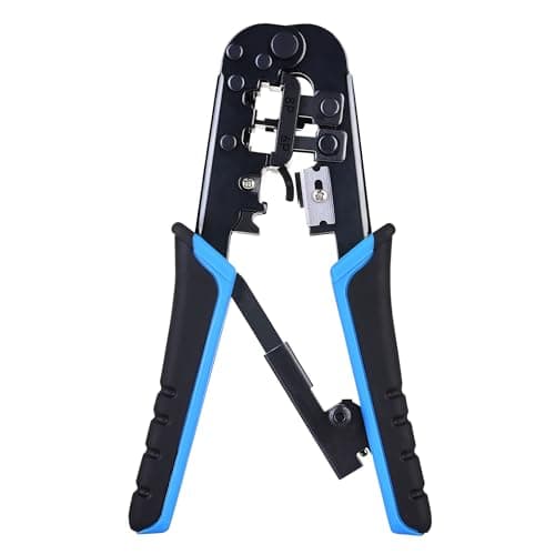 Image of Cable Matters Modular RJ45 Crimp Tool (Ethernet Crimper) with Built-in Wire Cutter and Stripper - 10-Pack Cat6 RJ45 Connectors Included
