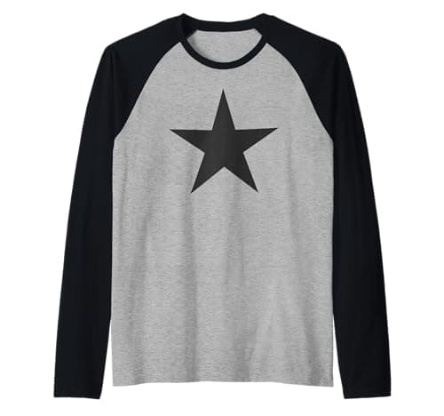 Image of Black Star Five Pointed Star Raglan Baseball Tee