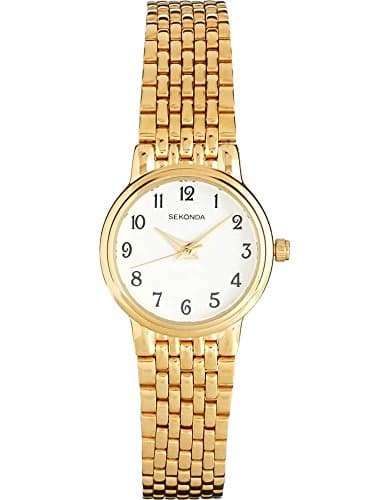 Image of Sekonda Women's Quartz Watch with White Dial Analogue Display and Gold Stainless Steel Bracelet 4090.27