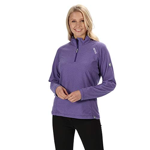Image of Regatta Women's Montes Lightweight Half-Zip Mini Stripe Microfleece Fleece, Vivd Viola(Winberry), 16