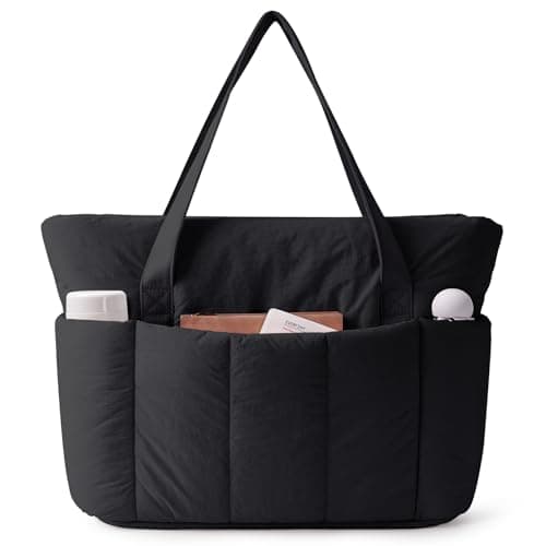 Image of Narwey Tote Bags for Women, Large Laptop Tote Bag with Zip, Ladies Handbags Shoulder Bag with 15.6 inch Laptop Compartmentfor School College Shopping Work Travel Gym Beach (Black)