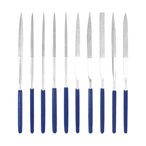 Image of sourcing map 10Pcs Diamond File Knife Set 3 x 140mm 100 Grit Diamond Needle Files for Metal Glass Wood Stone Grinding Polishing Engraving, Silver