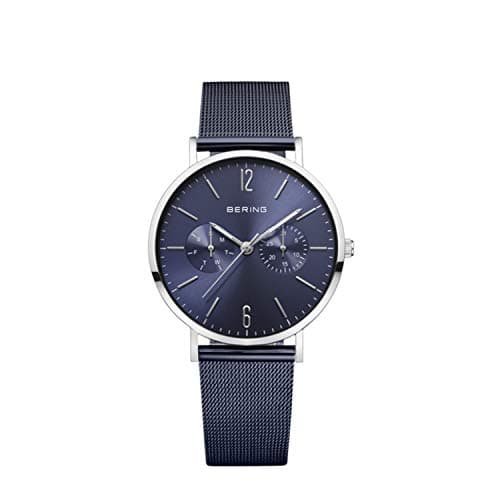 Image of BERING Women Analog Quartz Classic Collection Watch with stainless steel Strap and Sapphire Crystal 14236-303, Blue/Silver, 36 (EU)