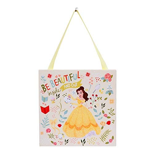 Image of Juliana Official Disney Princess Belle Hanging Wall Door Plaque Beauty and The Beast Girls Bedroom