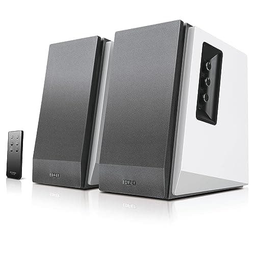 Image of Edifier R1700BT Bluetooth Bookshelf Speaker, Active Near-Field Studio Monitors, Powered Speakers 2.0 Setup Wooden Enclosure 66W RMS, White Silver