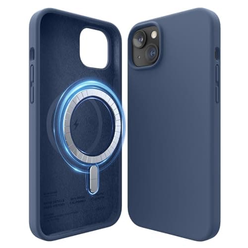 Image of elago Magnetic Silicone Case Compatible with iPhone 14 Plus Case (6.7"), Compatible with MagSafe All Accessories, Built-in Magnets, Premium Liquid Silicone, Protective Cover (Jean Indigo)