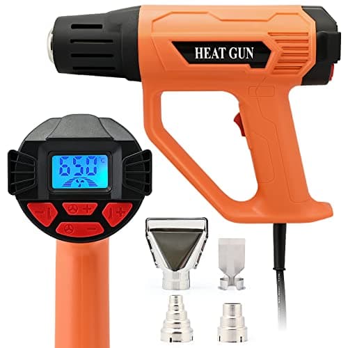 Image of FOSHIO Heat Gun 2000W Hot Air Gun Kit with Large Digital LCD Display Variable Temperature Control 122℉~1202℉(50℃- 650℃)with 4 Nozzles, Overload Protection for Vinyl Wrap, Crafts, Shrink Tubing