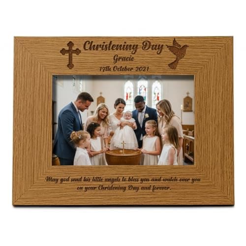 Image of Personalised Christening Day Wooden Photo Frame Gift (4 x 6 Inch)