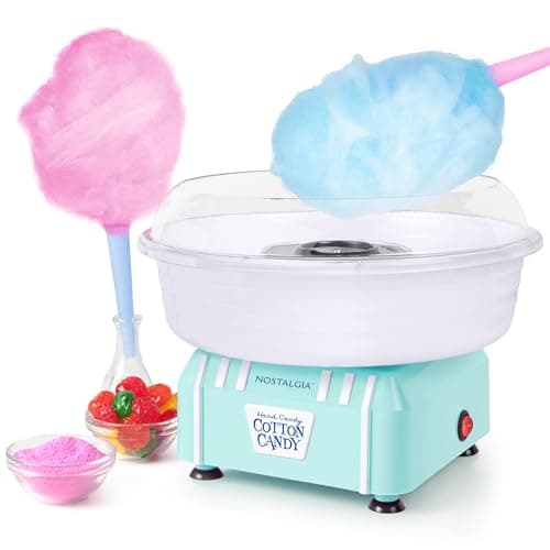 Image of Nostalgia Retro Countertop Cotton Candy Maker, Vintage Candy Machine for Hard Candy & Flossing Sugar, Aqua