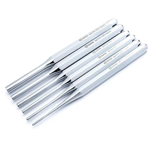 Image of SATA ST09162SJ 6-Piece Professional Pin Punch Set with a Chromate Finish and Strong CR-V Steel Construction, Green