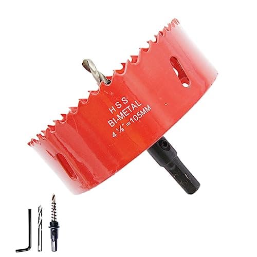 Image of Laiwei 105mm Hole Saw LAIWEI Hole Cutter, Bi-Metal Hole Saw, For Drilling Wood, Sheet Metal, Aluminum Profiles, Drywall, PVC and Other Materials, Electric Drill Tool (4-5/64inch)