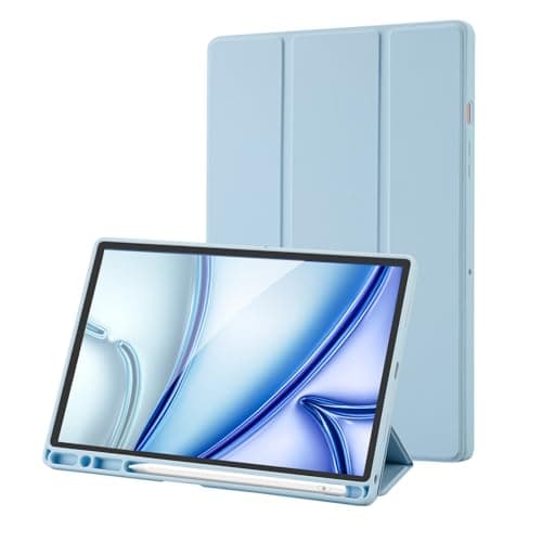 Image of Case Compatible with Samsung Galaxy Tab A8 10.5 Inch 2022/2021 (SM-X200/X205/X207), Premium PU Leather + Soft TPU Back Case with Pencil Holder, Auto Sleep/Wake (Sky Blue)
