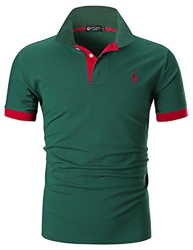 Image of STTLZMC Mens Casual Short Sleeve Polos Tennis Golf Classic Polo Shirts (5XL, Dark Green)