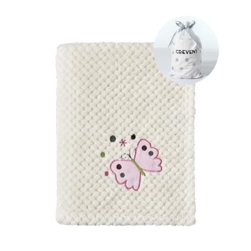 Image of CREVENT 75cmX100cm Cute Cozy Fluffy Warm Baby Blanket for Girls Infants Toddlers' Bedding Crib Cot Stroller, Baby Shower Birthday Newborn's Gift Ivory- Butterfly