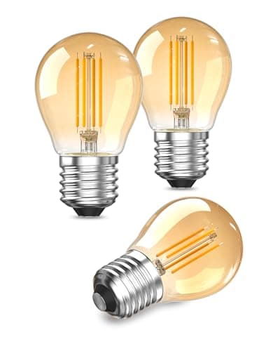 Image of Lamptobe E27 LED Light Bulb Warm White, 2.5W Large Screw-in 2200K G45 ES Mini Golf Ball 20W Equivalent Vintage Screw-in Filament Amber Glass Non-DIM 3PCS