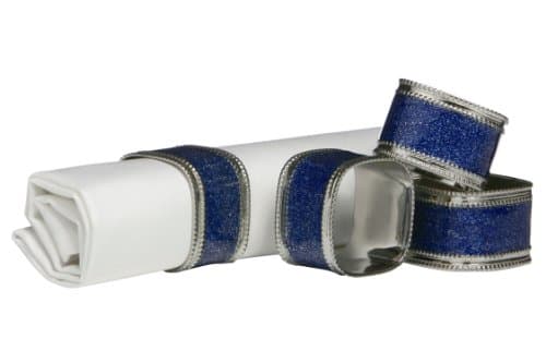 Image of Premier Housewares Square Glitter Napkin Rings, Set of 4, Sapphire Blue