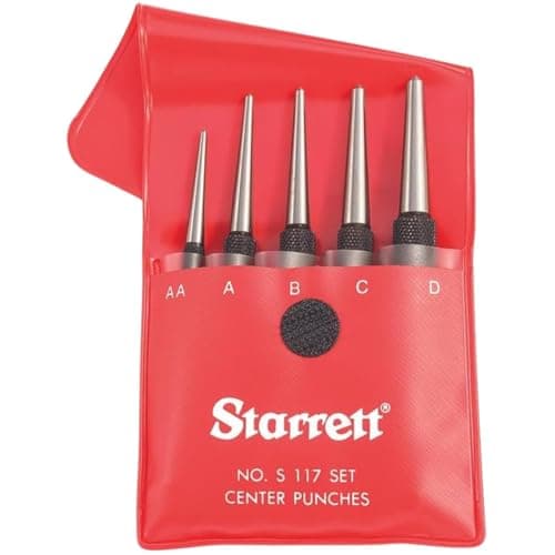 Image of Starrett S117PC Centre Punches Set, 1/16", 5/64", 3/32", 1/8", 5/32" Diameters, In Plastic Case