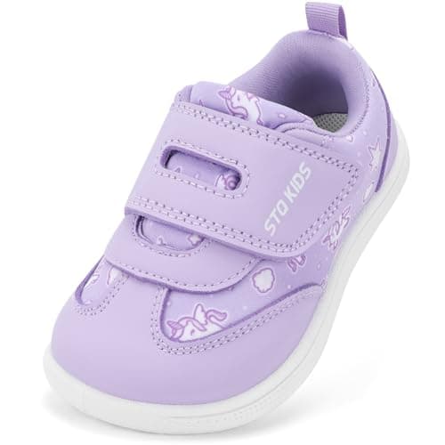 Image of STQ KIDS Barefoot Shoes Kids Trainers Boys School Shoes Girls Toddler Baby First Walking Running Boy Girl Sneakers Light Soft Child Extra Wide Toe Box Tennis Minimalist Purple Toddler Size 6