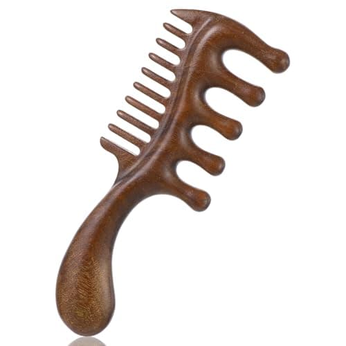 Image of 1 Pcs Wooden Scalp Massager Comb Wide Tooth Comb for Scalp Relaxation and Hair Growth Scalp Massager Wood for Curls Women Men Anti-Static Scalp Care Relief