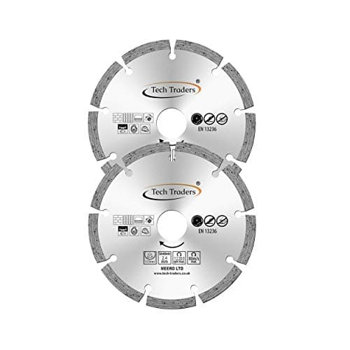 Image of Tech Traders Diamond Cutting Disc 125 x 22.2 mm Saw Blade for Angle Grinder Universal use-Stone, Brick, Masonry,Concrete 12200rpm Max (2 Pack)