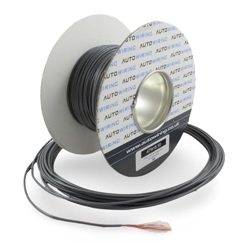 Image of 16.5 AMP Rated 1mm² 17 AWG Single Core Stranded Copper Cable 12v 24v Thin Wall Wire (10M 20M 50M 100M) (Grey, 20 Metre Coil)
