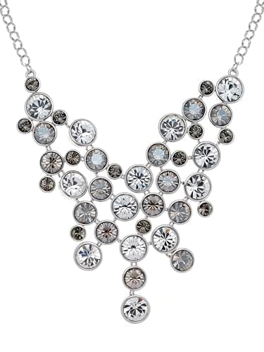 Image of Karen Millen Crystal Statement Necklace for Women (Silver/Black Multi Crystal)