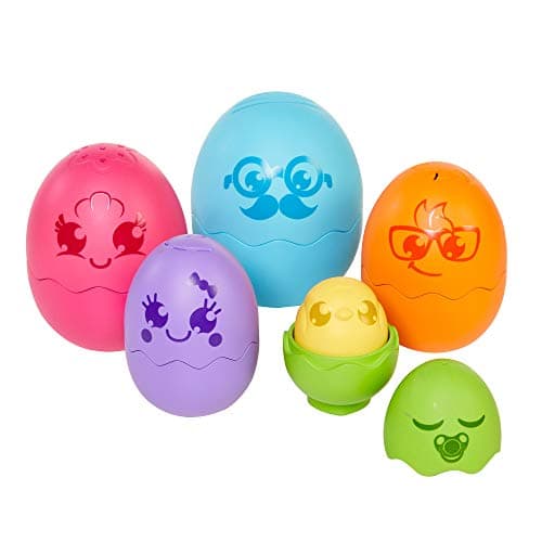 Image of TOMY Toomies Hide and Squeak Nesting Eggs Baby Toy, Educational Shape Sorter with Colours and Sound, Easter Toy for Babies, Toddlers & Little Kids from 6 Months, 1, 2 & 3 Year Olds