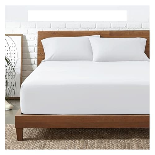 Image of Funky Gadgets Double Fitted Sheet, White 300 Thread Count 100% Egyptian Cotton Fitted Sheet Deep Pocket 12 Inch (30cm) Bed Sheets, Breathable Bedsheets No Pillow Cases (140 X 190cm).