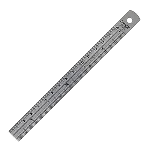 Image of Linex Ruler 15cm – Stainless Steel with Metric & Imperial Markings, Conversion Table, Hanging Hole