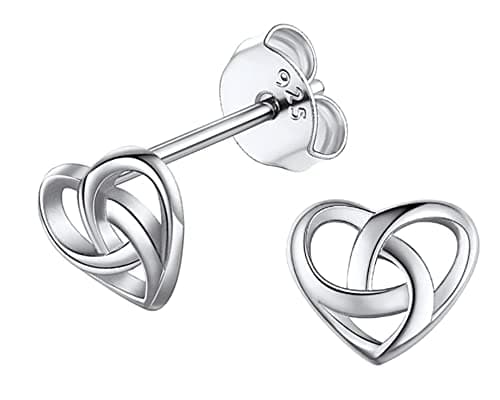 Image of Heather Needham Sterling Silver Celtic Heart Earrings - Celtic Knot Stud Earrings - SIZE: 9mm - Approx. 1/3rd inch. Gift Boxed 5035