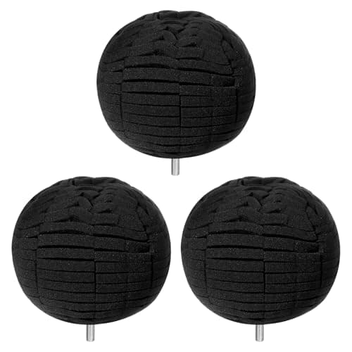 Image of sourcing map 3pcs Ball Buffing Polishing Pads 4 Inch Fine Cut Sponge Car Wheel Polishers Detail Polisher Tool with 1/4" Dia Shank for Automotive Car Metal Plastic Ceramic, Black