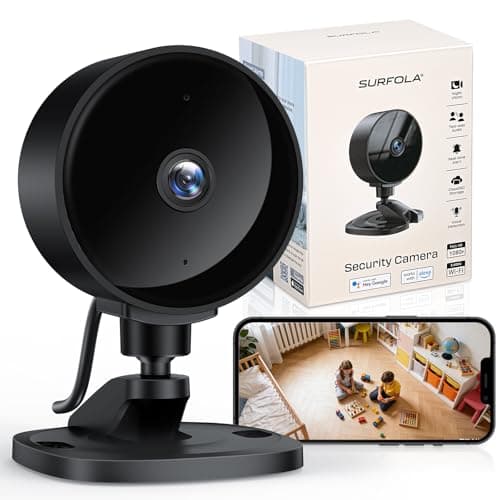 Image of Surfola 1080P Indoor Security Camera, Mini Pet Camera with Motion/Sound Detection, 2.4GHz WiFi CCTV Camera, Night Vision, 2-Way Audio, SD Card & Optional Cloud, APP Control