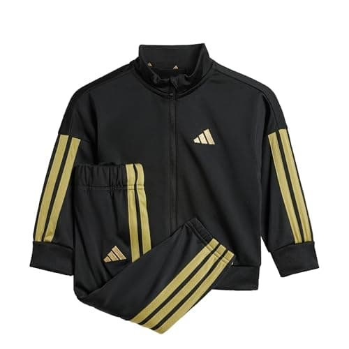 Image of adidas Unisex Baby ESSENTIALS CLIMACOOL TRACKSUIT, Black/Gold Metallic, 3-6 Months