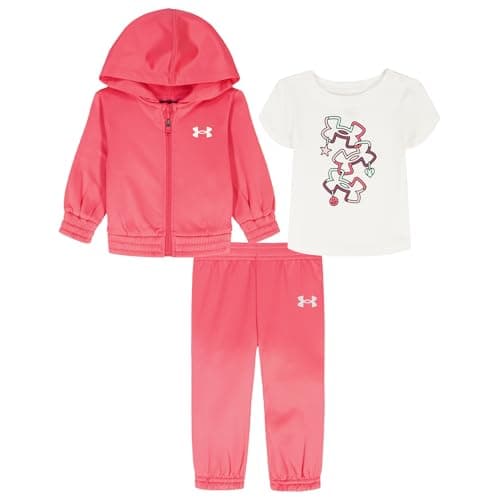 Image of Under Armour Set, Bottoms & Hoodie, Lightweight & Relaxed Fit Infant Clothes Set, Super Pink Full Zip, 24 Months for Girls
