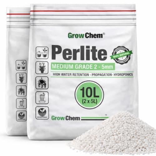 Image of Grow Chem Perlite 10L (2x5L bags) Medium Grade (2–5mm) for Plants – Horticultural Perlite for Drainage, Aeration & Root Growth, Ideal for Potting Mixes, Houseplants, Hydroponics & Propagation