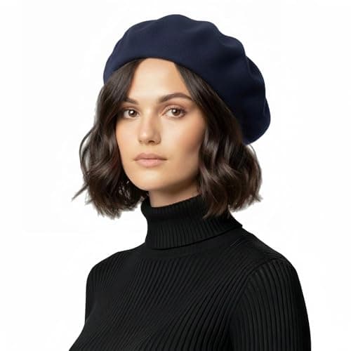 Image of Basic Sense Wool Beret Hat for Women - Classic French Style (UK, Alpha, One Size, Navy)
