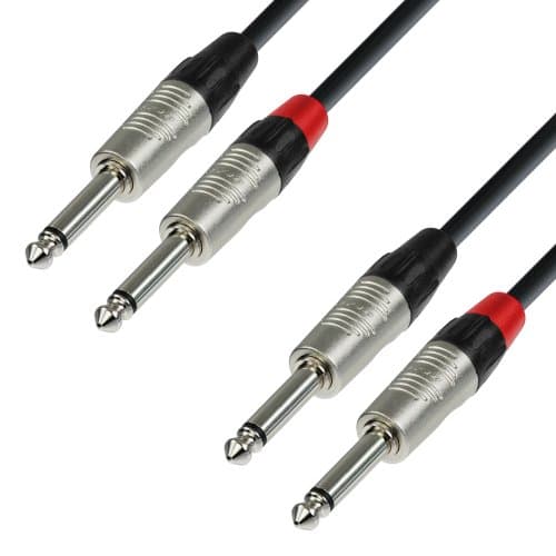 Image of Adam Hall 4 Star Series 1.5m Rean 2x 6.3mm Jack Mono to 2x 6.3mm Jack Mono Audio Cable
