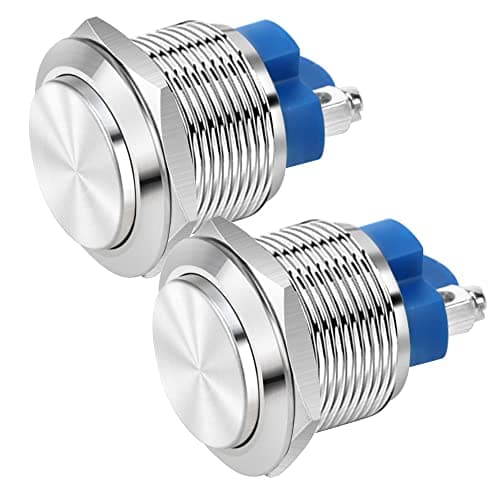 Image of Gebildet 2pcs 22mm 12V/24V/125V/250V/2A Momentary Push Button Screw Type Terminals Stainless Steel Metal Waterproof Button with 2 Screw Terminals Stainless Steel(High Head)