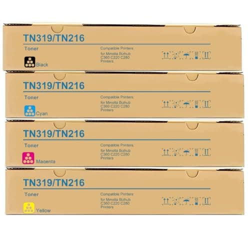 Image of YOCOMOB TN-216 TN-319 TN216 TN319 Toner Cartridge 4 Pack Compatible for Konica Minolta Bizhub C220 C280 C360 Printer