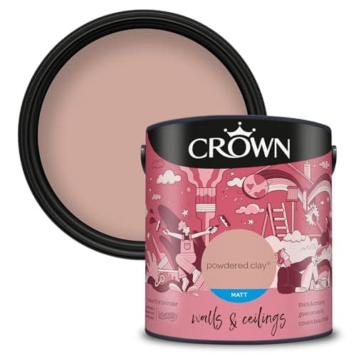 Image of Crown Powdered Clay - Matt Emulsion Paint - Water Based, Quick Dry - Blush Pink Paint for Walls & Ceilings - 2.5L