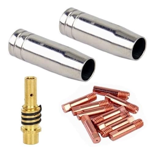 Image of MB15 MIG Welding CONSUMABLES KIT Tips Nozzle Shroud 15AK Torch (Long) 13pc (1.0mm Tips)
