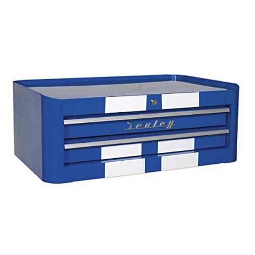 Image of Sealey Ap28102Bws Mid-Box 2 Drawer Retro Style - Blue With White Stripes