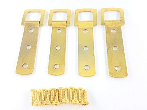Image of 4 x Heavy Duty Brass Plated Strap Hangers D Rings Large Picture/Mirror - Including Screws