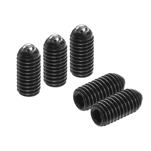 Image of sourcing map 5pcs Screw Thread Ball Plunger M5 x 10mm High Carbon Steel Hex Socket Spring Plunger Ball for Lubrication Pneumatic Tools, Black