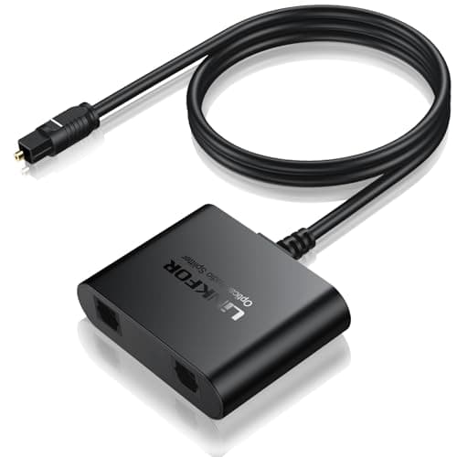 Image of LiNKFOR Optical Audio Splitter 1x2 with SPDIF Cable, Toslink Digital Splitter Supports LPCM 2.0 & DTS, Low Signal Loss, 5V USB Powered, Compatible with PS3/4/5, TV, Soundbar, Blu-ray Players