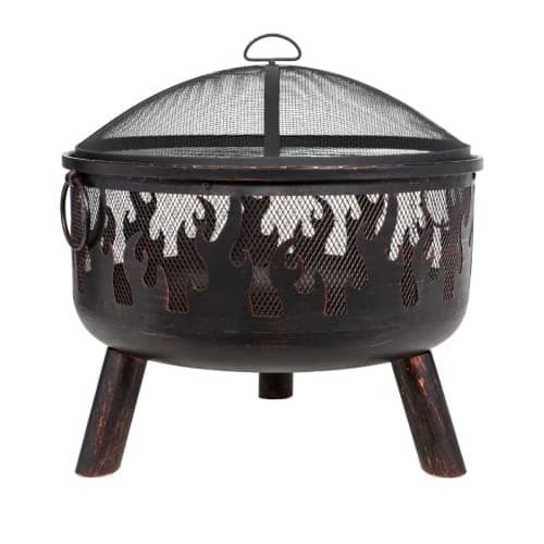 Image of La Hacienda Garden Fire Pit Classic – Wildfire Steel Firebowl with Grill | Outdoor Fire Pit & Patio Heater, Garden Fire Bowl with Cooking Grill, Steel, for Outdoor Heating & Ambience