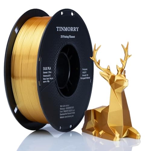 Image of TINMORRY PLA Filament 1.75mm 1kg, Silky Shiny PLA 3D Printer Filament, Compatible with Most FDM 3D Printers, 1 KG 1 Spool, Silk Gold