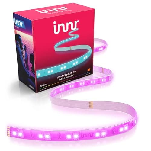 Image of Innr Zigbee Lightstrip, Works with Hue* & Alexa (Hub Required), Premium RGBW LED Strip, Ultra Bright 2800 lm, Deep Dimmable Indirect Lighting, 5 m