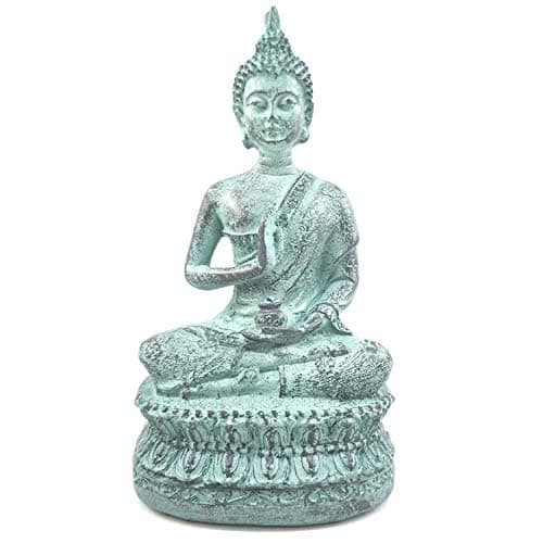 Image of ornerx Thai Sitting Buddha Statue for Home Decor Turquoise 6.7"